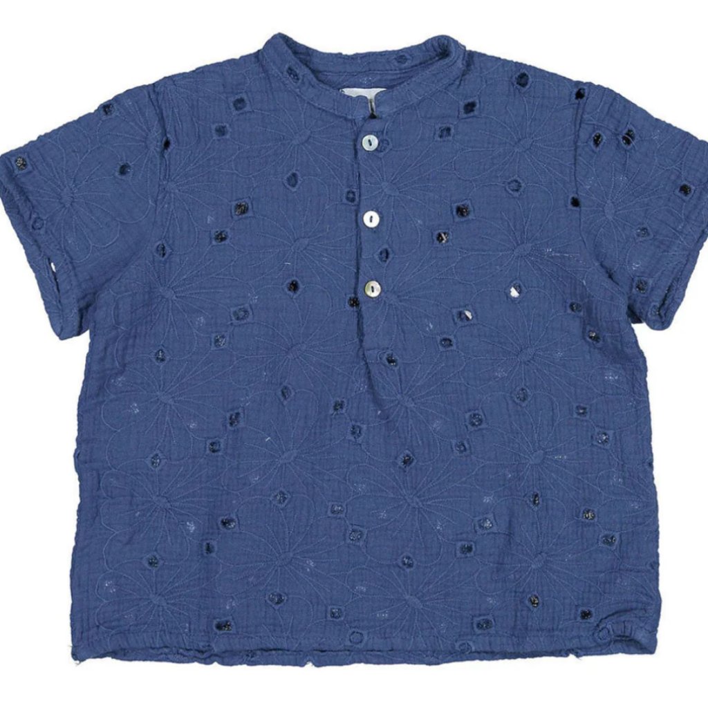Nwt Girls Violeta Federico Bruno Blue Short Sleeve Cotton Floral Top 8